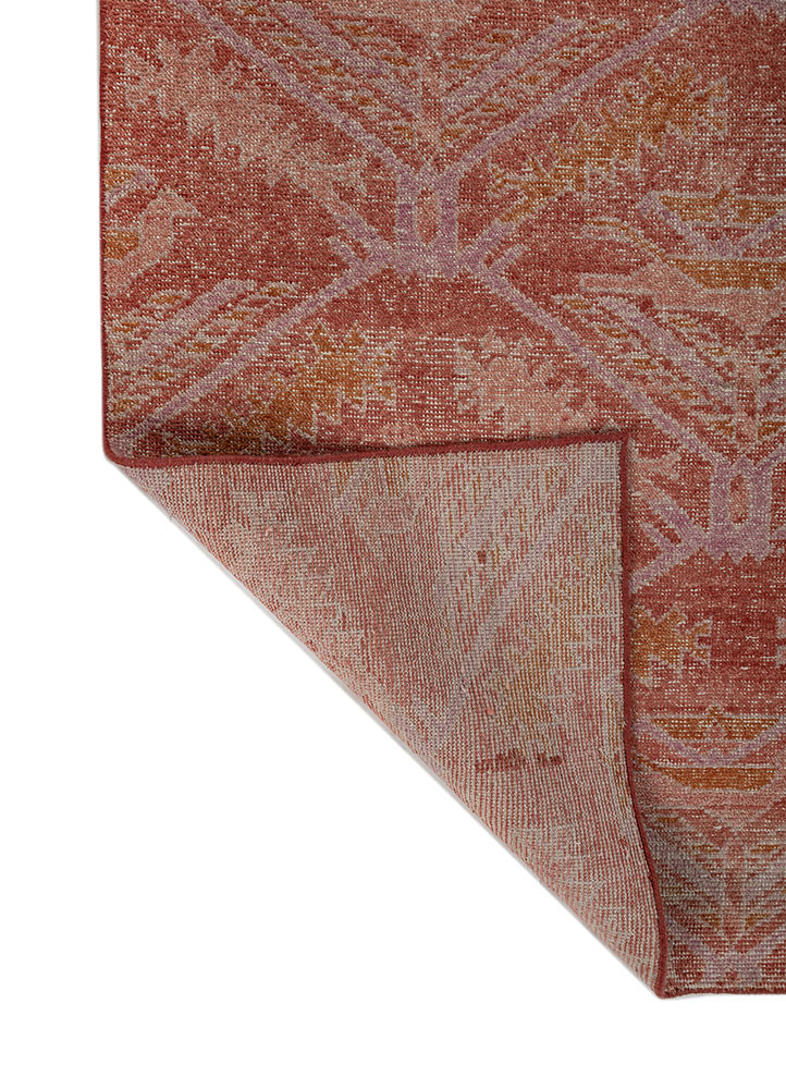 erbe red and orange wool hand knotted Rug - Backing Shot erbe red and orange wool hand knotted Rug - Backing Shot