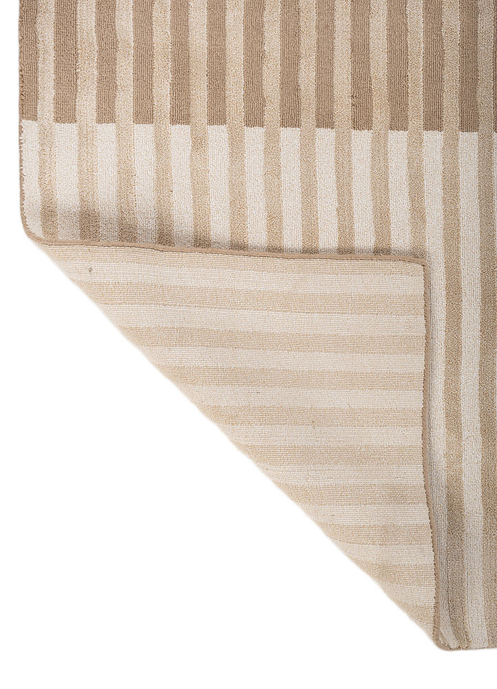tesoro beige and brown acrylic hand loom Rug - Backing Shot