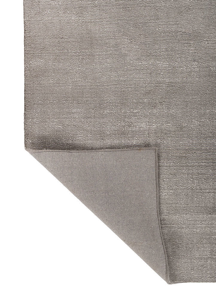 basis grey and black wool and viscose hand loom Rug - Backing Shot