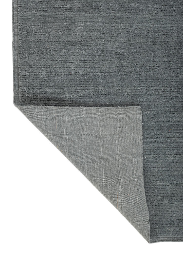 basis blue polyester hand loom Rug - Backing Shot