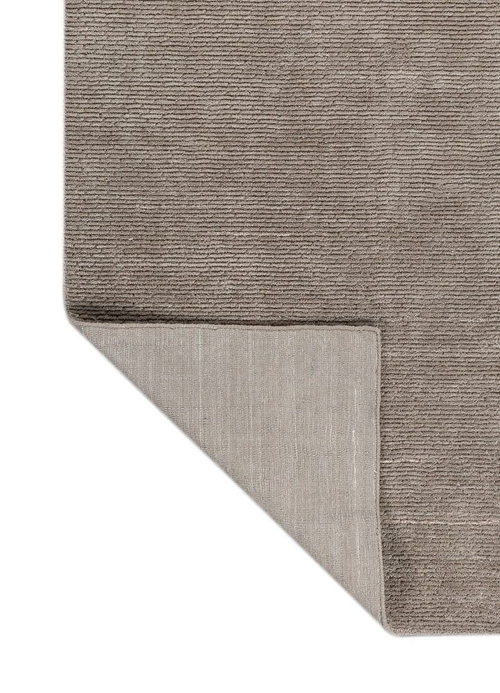 basis beige and brown polyester hand loom Rug - Backing Shot