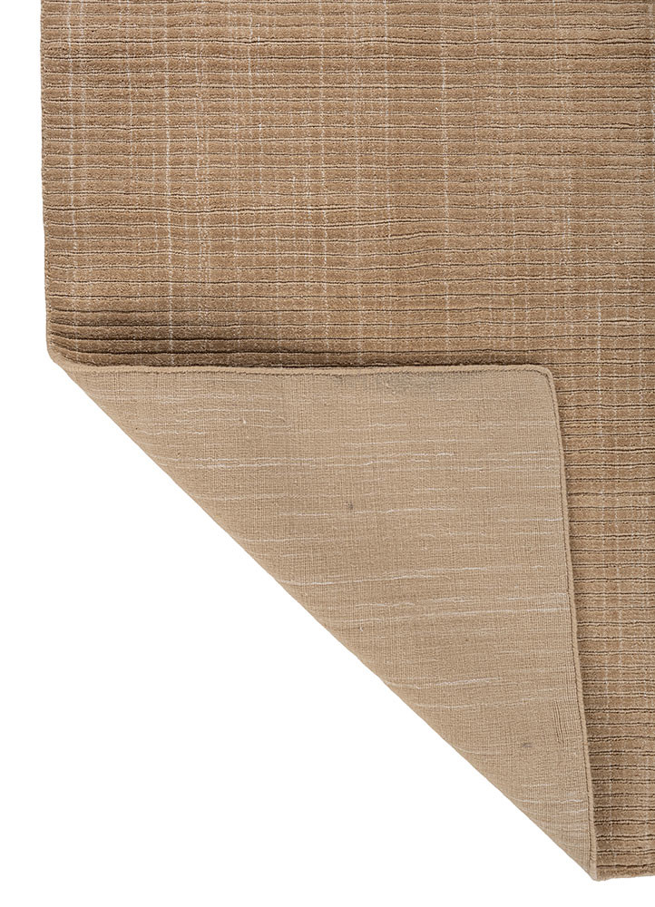 basis beige and brown polyester hand loom Rug - Backing Shot
