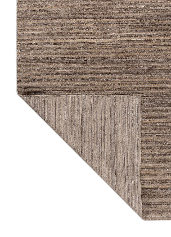 basis beige and brown polyester hand loom Rug - Backing Shot