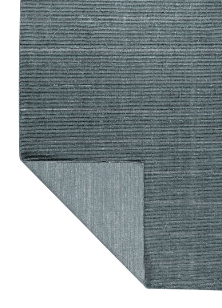 basis blue polyester hand loom Rug - Backing Shot