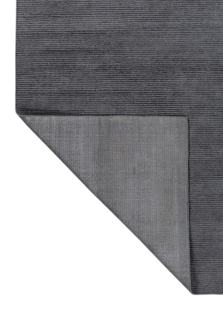 aprezo grey and black viscose hand loom Rug - Backing Shot