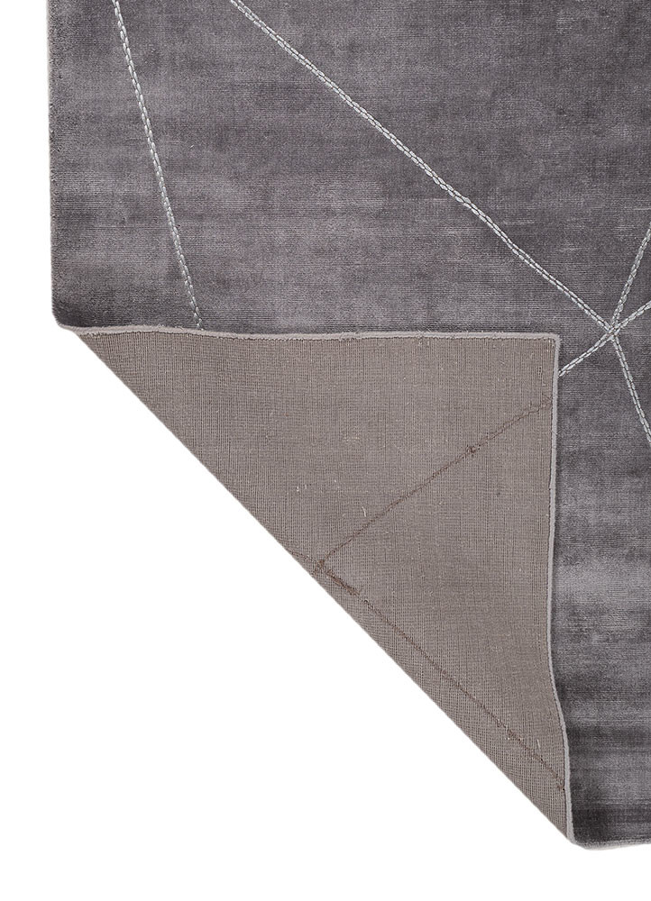 saga grey and black viscose hand loom Rug - Backing Shot saga grey and black viscose hand loom Rug - Backing Shot