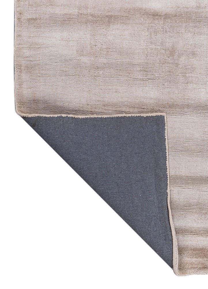 basis beige and brown viscose hand loom Rug - Backing Shot