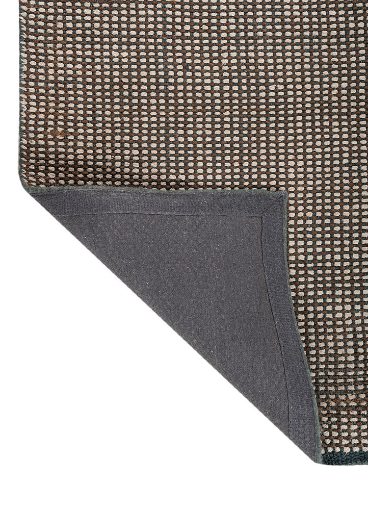 basis blue wool and bamboo silk hand loom Rug - Backing Shot