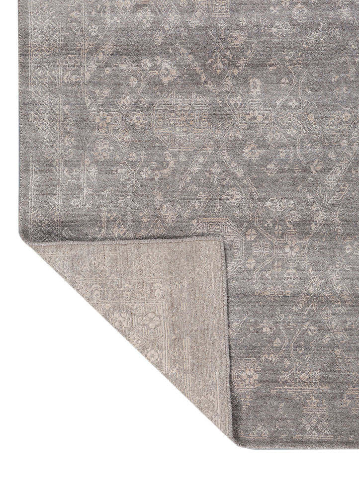 konstrukt beige and brown wool and bamboo silk hand loom Rug - Backing Shot