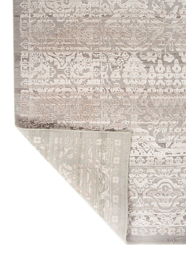 konstrukt blue wool and bamboo silk hand loom Rug - Backing Shot