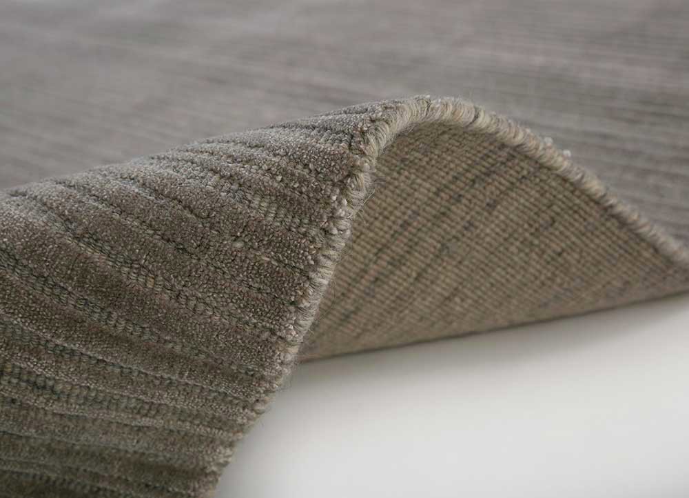 basis grey and black wool and bamboo silk hand loom Rug - Backing Shot