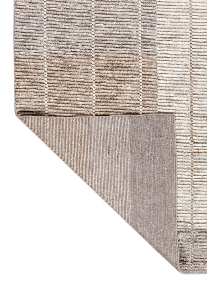 tesoro beige and brown wool hand loom Rug - Backing Shot