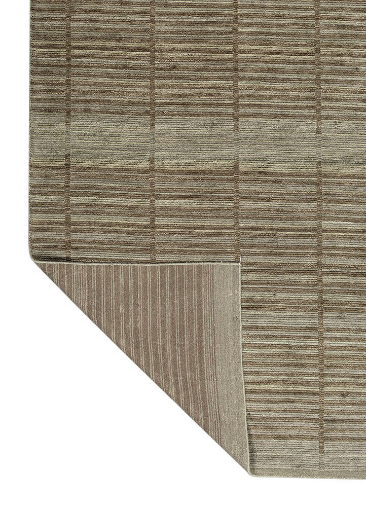 saga green wool hand loom Rug - Backing Shot