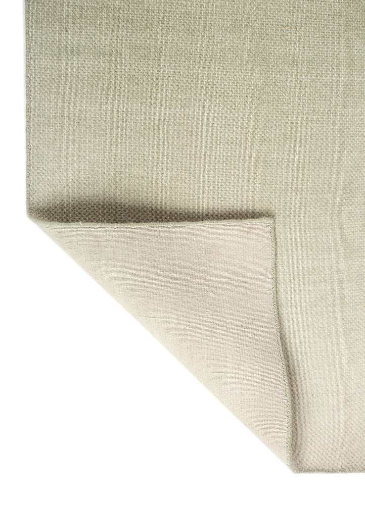 jean green wool hand loom Rug - Backing Shot