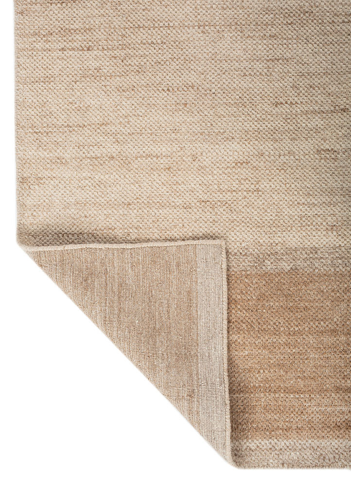 saga beige and brown wool hand loom Rug - Backing Shot