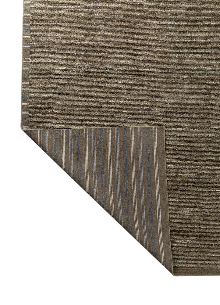 basis green wool hand loom Rug - Backing Shot