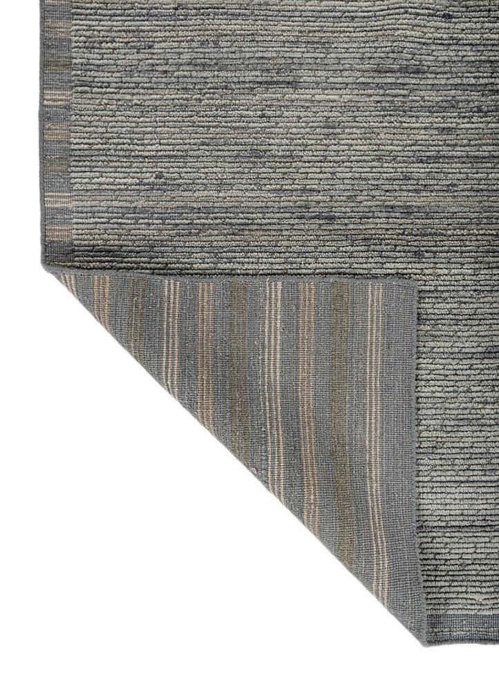 basis green wool hand loom Rug - Backing Shot