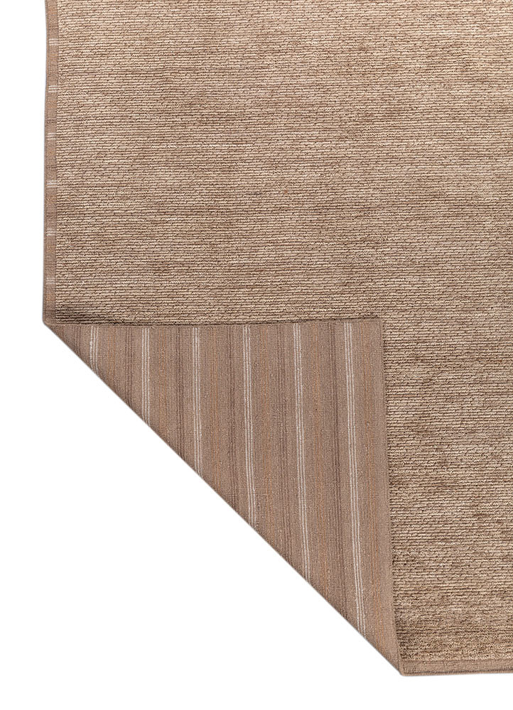 basis beige and brown wool hand loom Rug - Backing Shot
