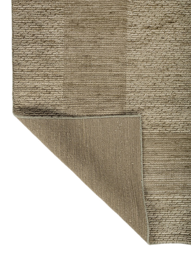 contour green wool hand loom Rug - Backing Shot