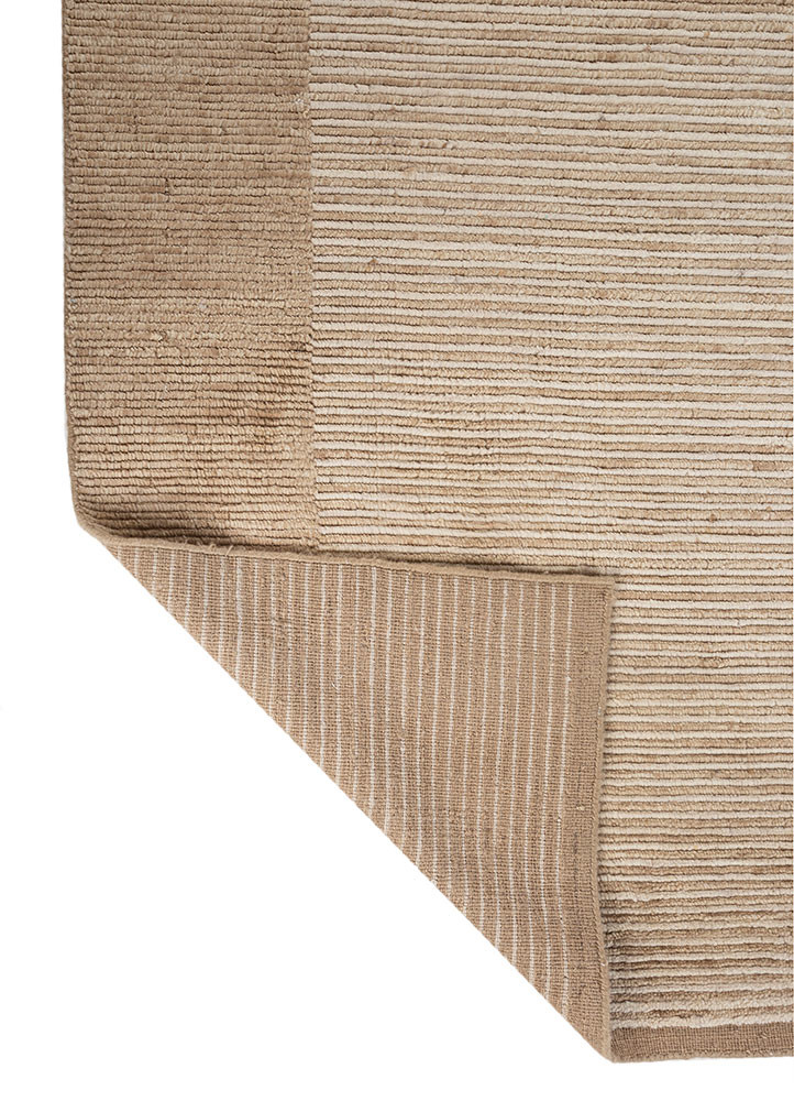 tesoro beige and brown wool hand loom Rug - Backing Shot