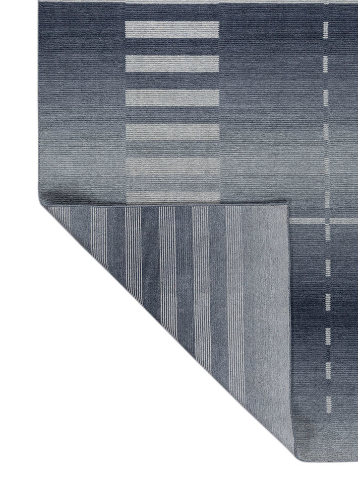 jean blue wool hand loom Rug - Backing Shot jean blue wool hand loom Rug - Backing Shot
