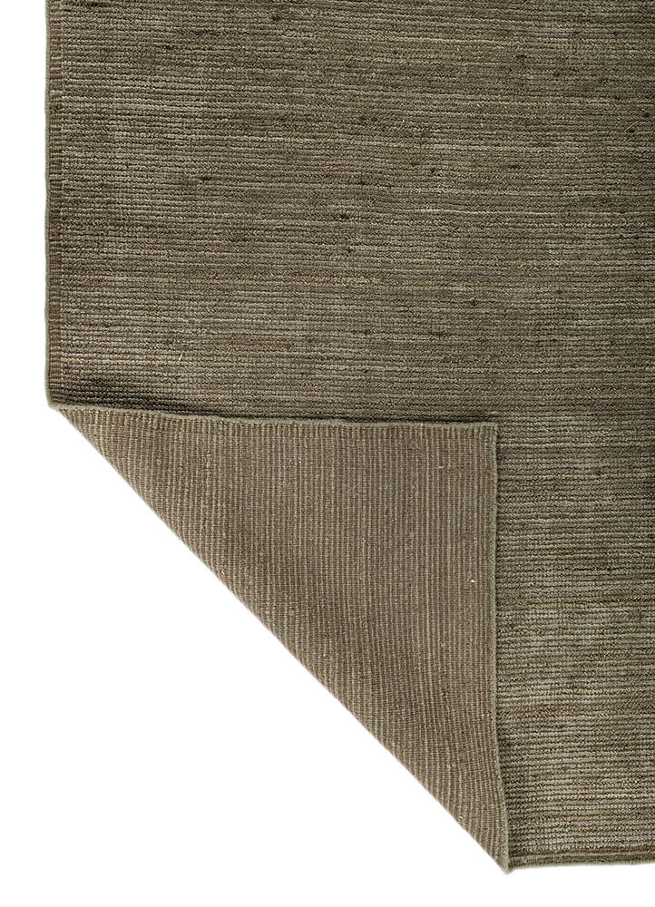 basis green wool hand loom Rug - Backing Shot