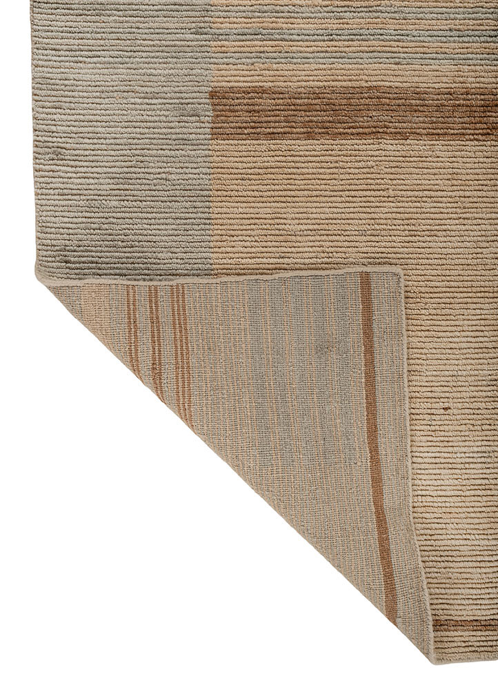 contour gold wool hand loom Rug - Backing Shot
