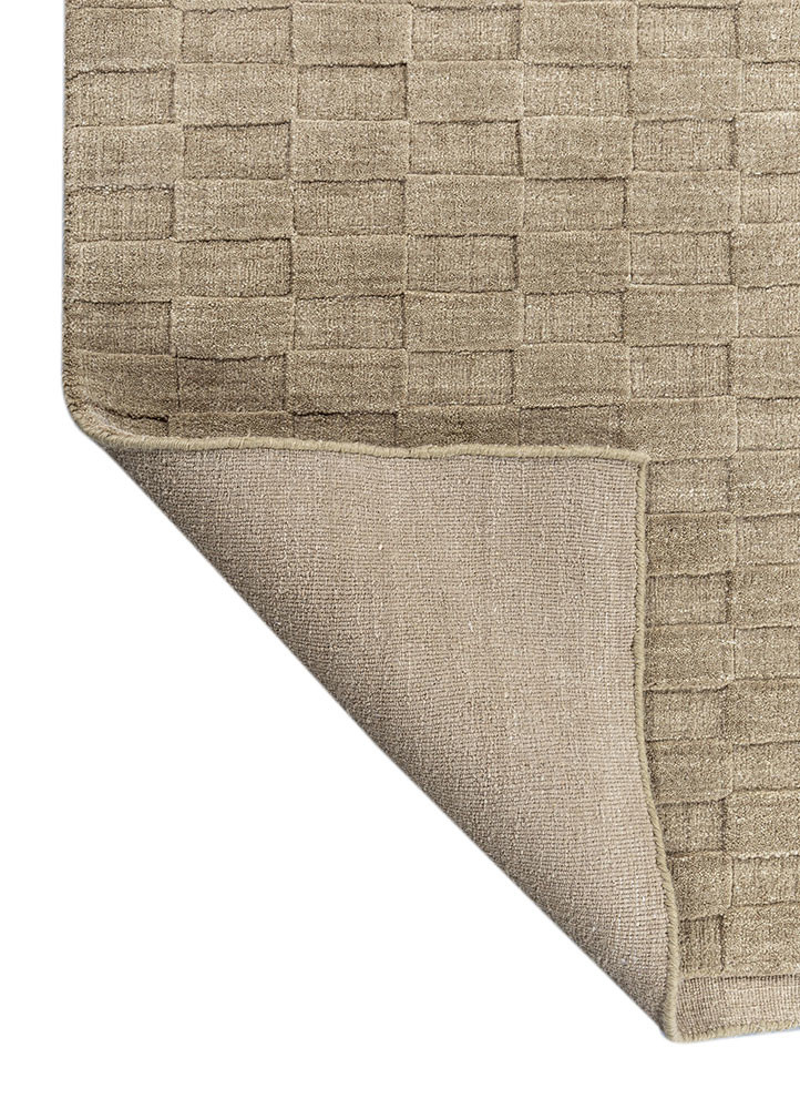 aprezo beige and brown wool hand loom Rug - Backing Shot