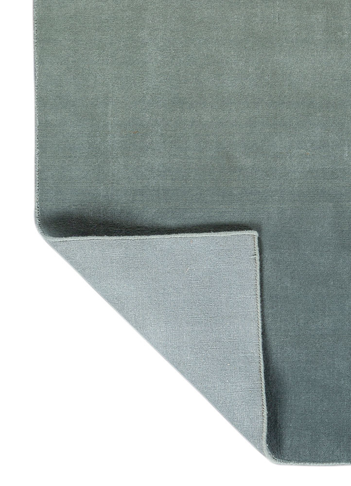 jean blue wool hand loom Rug - Backing Shot