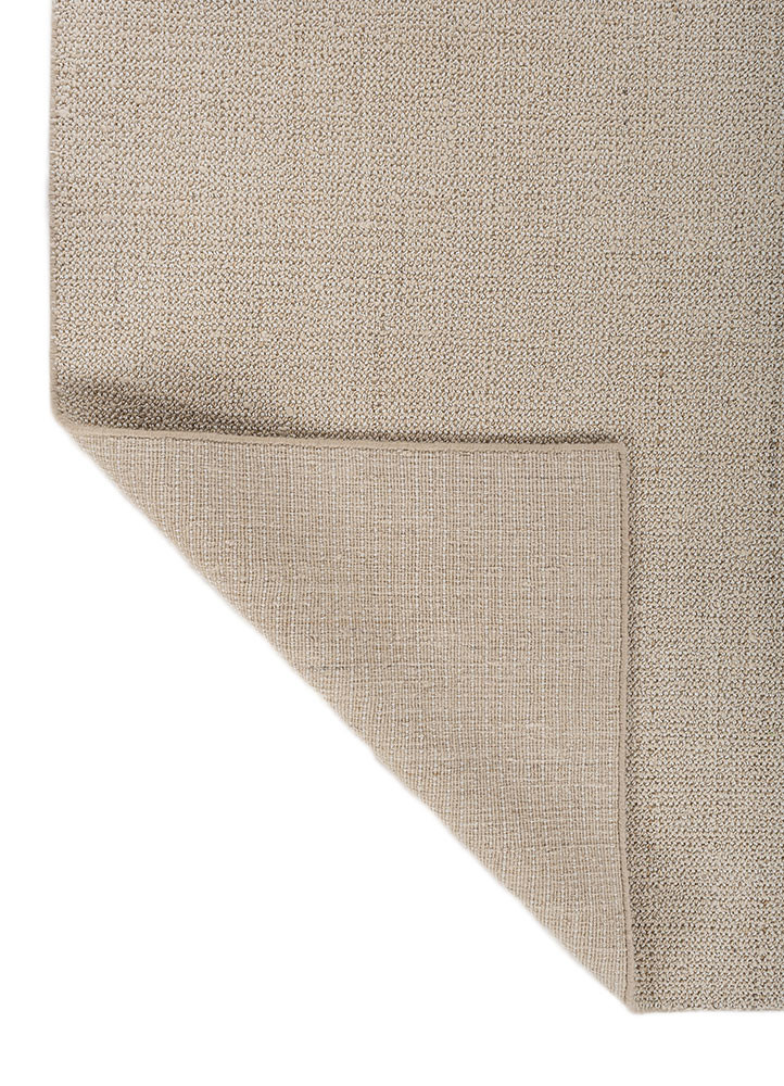 basis ivory wool hand loom Rug - Backing Shot