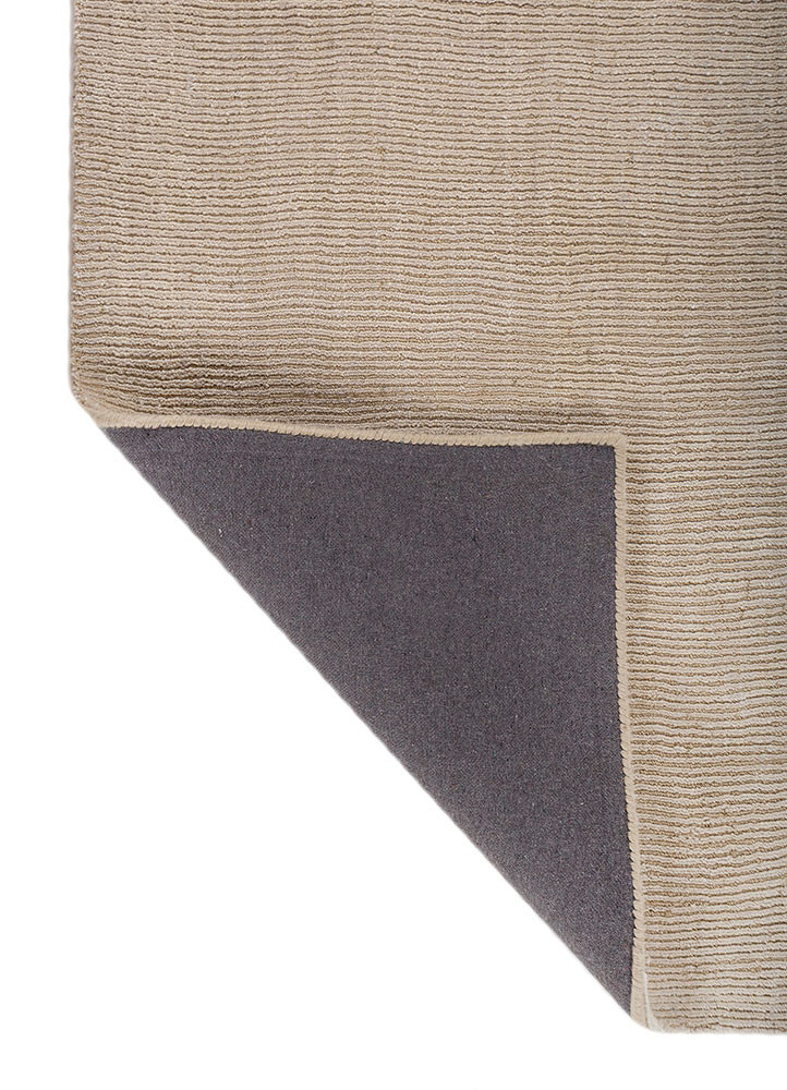 saga ivory wool and silk hand loom Rug - Backing Shot
