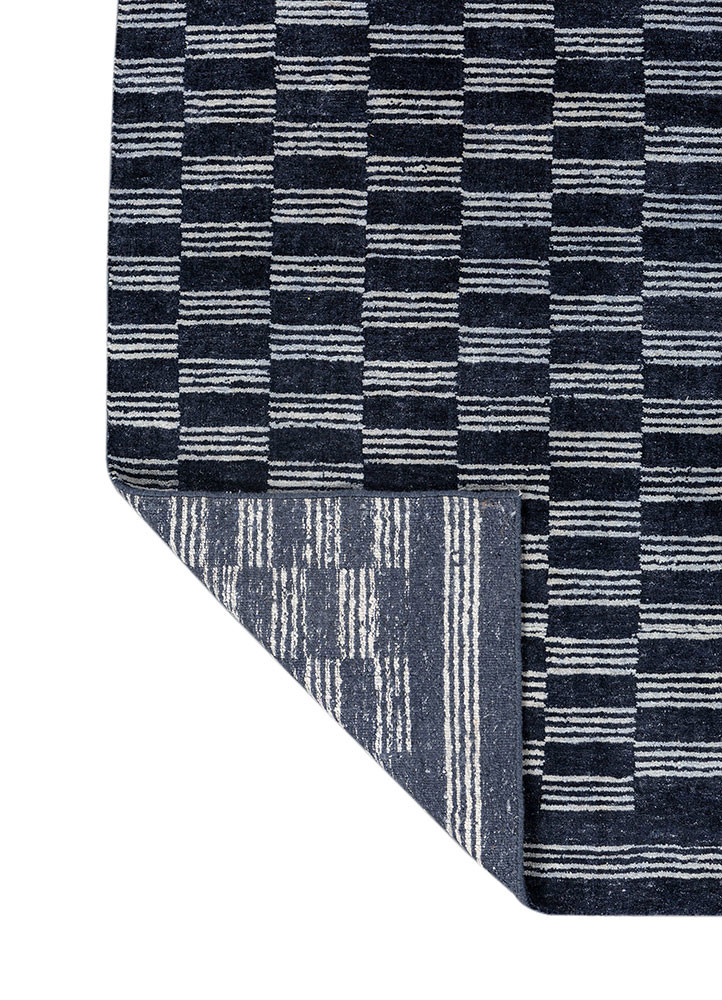 aprezo blue wool hand loom Rug - Backing Shot aprezo blue wool hand loom Rug - Backing Shot