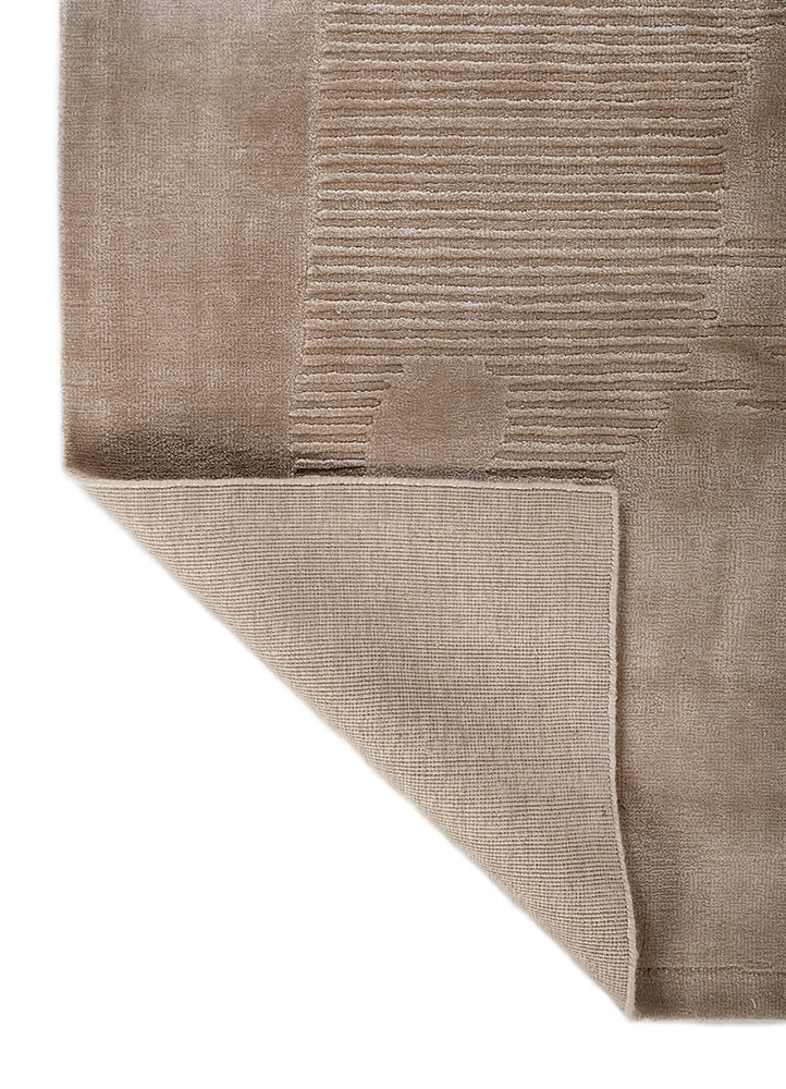 tesoro beige and brown wool hand loom Rug - Backing Shot