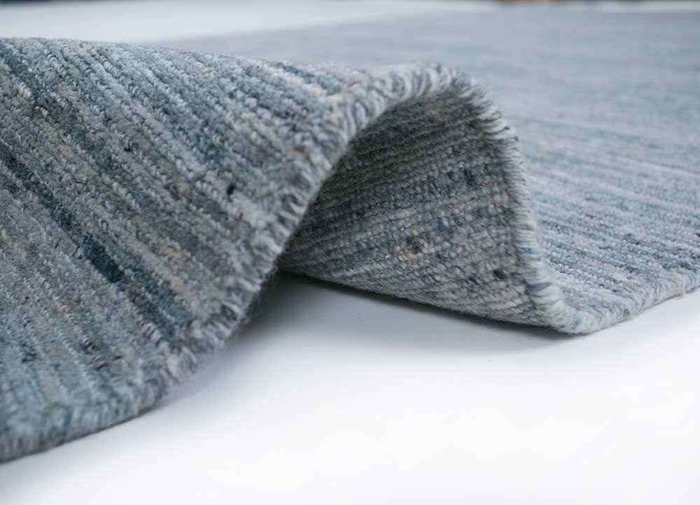 saga blue wool and viscose hand loom Rug - Backing Shot saga blue wool and viscose hand loom Rug - Backing Shot