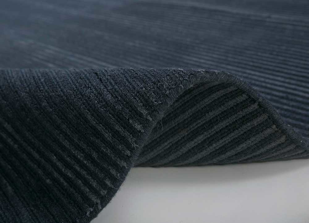 basis blue wool and viscose hand loom Rug - Backing Shot