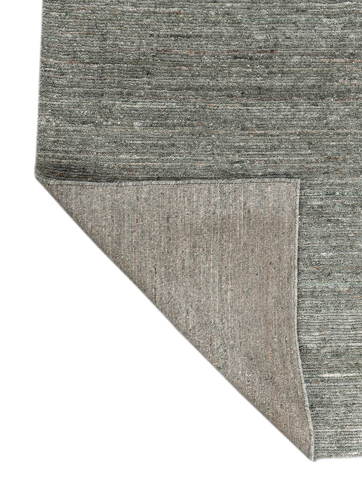 basis blue wool and viscose hand loom Rug - Backing Shot
