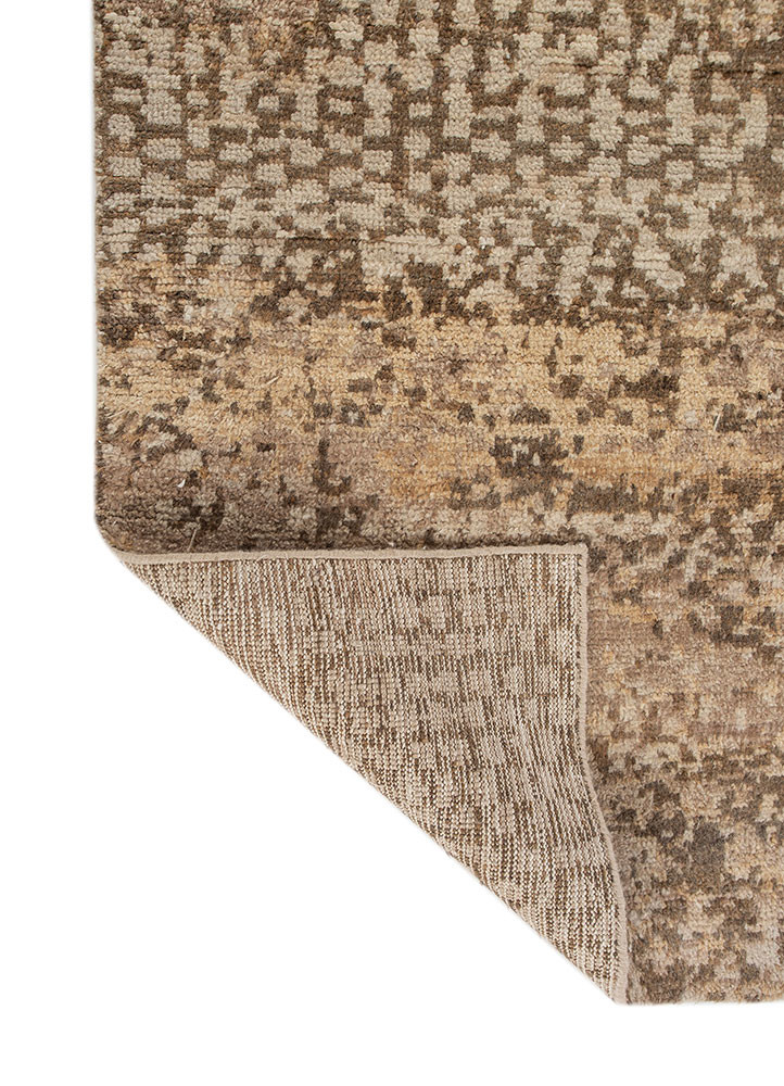 uvenuti beige and brown wool hand knotted Rug - Backing Shot