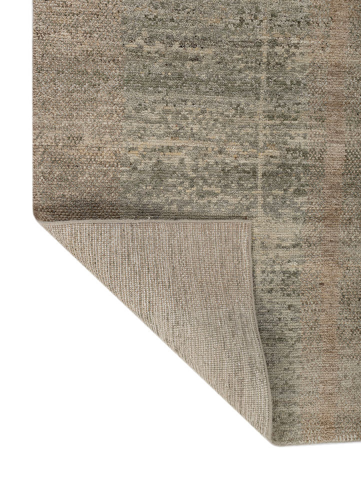 blythe green wool hand knotted Rug - Backing Shot