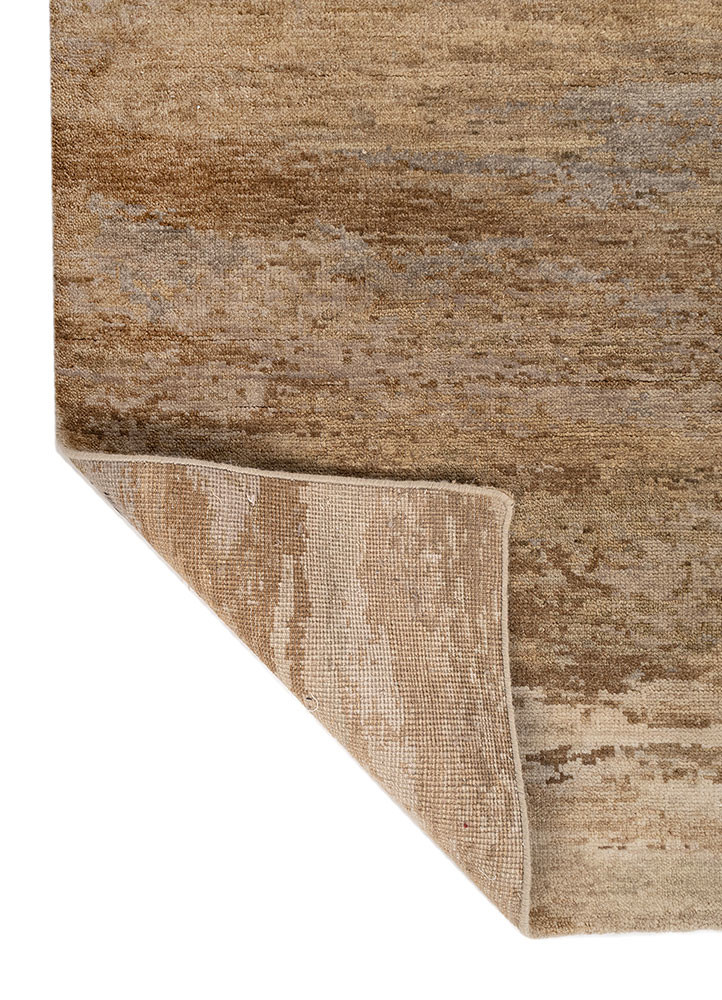 entropy beige and brown wool hand knotted Rug - Backing Shot