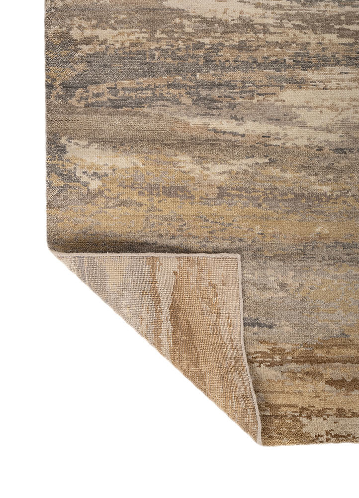 entropy beige and brown wool hand knotted Rug - Backing Shot