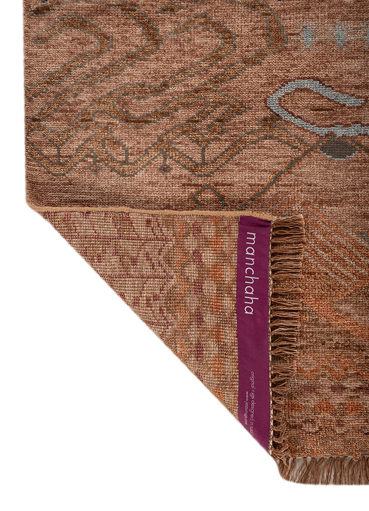 manchaha red and orange wool hand knotted Rug - Backing Shot manchaha red and orange wool hand knotted Rug - Backing Shot