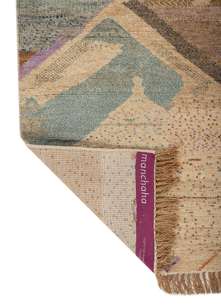manchaha blue wool hand knotted Rug - Backing Shot manchaha blue wool hand knotted Rug - Backing Shot