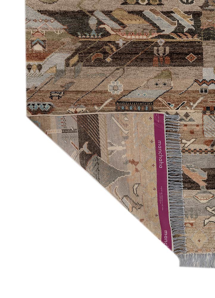 manchaha ivory wool hand knotted Rug - Backing Shot manchaha ivory wool hand knotted Rug - Backing Shot