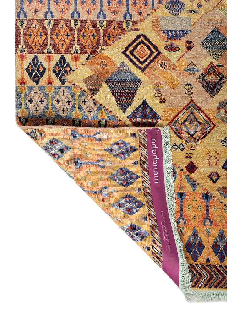 manchaha multi wool and bamboo silk hand knotted Rug - Backing Shot manchaha multi wool and bamboo silk hand knotted Rug - Backing Shot