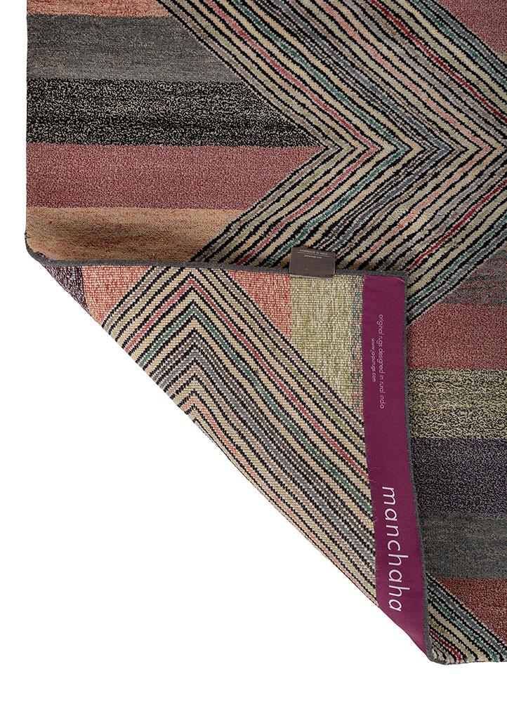 manchaha grey and black wool and bamboo silk hand knotted Rug - Backing Shot manchaha grey and black wool and bamboo silk hand knotted Rug - Backing Shot