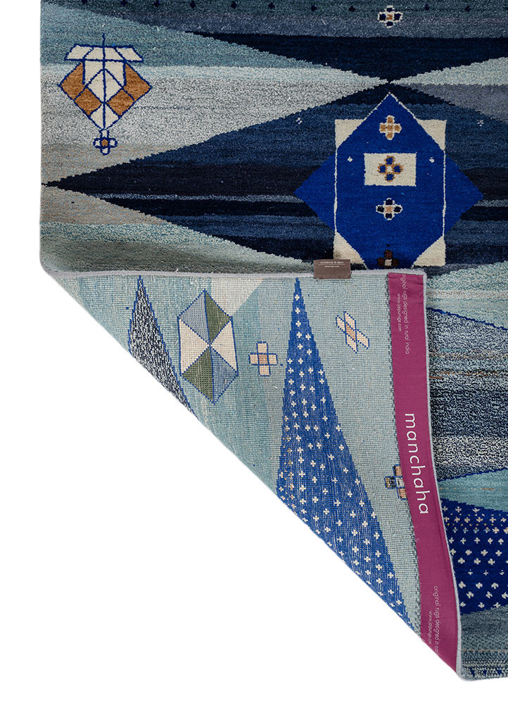 freedom manchaha blue wool and bamboo silk hand knotted Rug - Backing Shot freedom manchaha blue wool and bamboo silk hand knotted Rug - Backing Shot