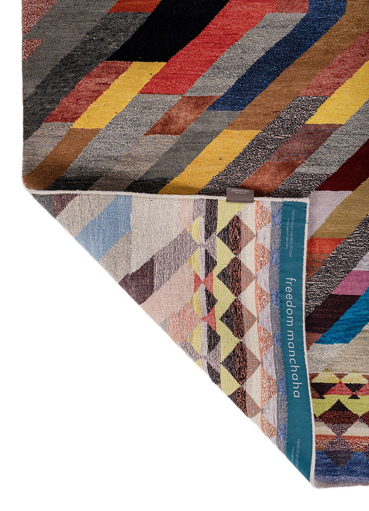freedom manchaha multi wool and bamboo silk hand knotted Rug - Backing Shot freedom manchaha multi wool and bamboo silk hand knotted Rug - Backing Shot