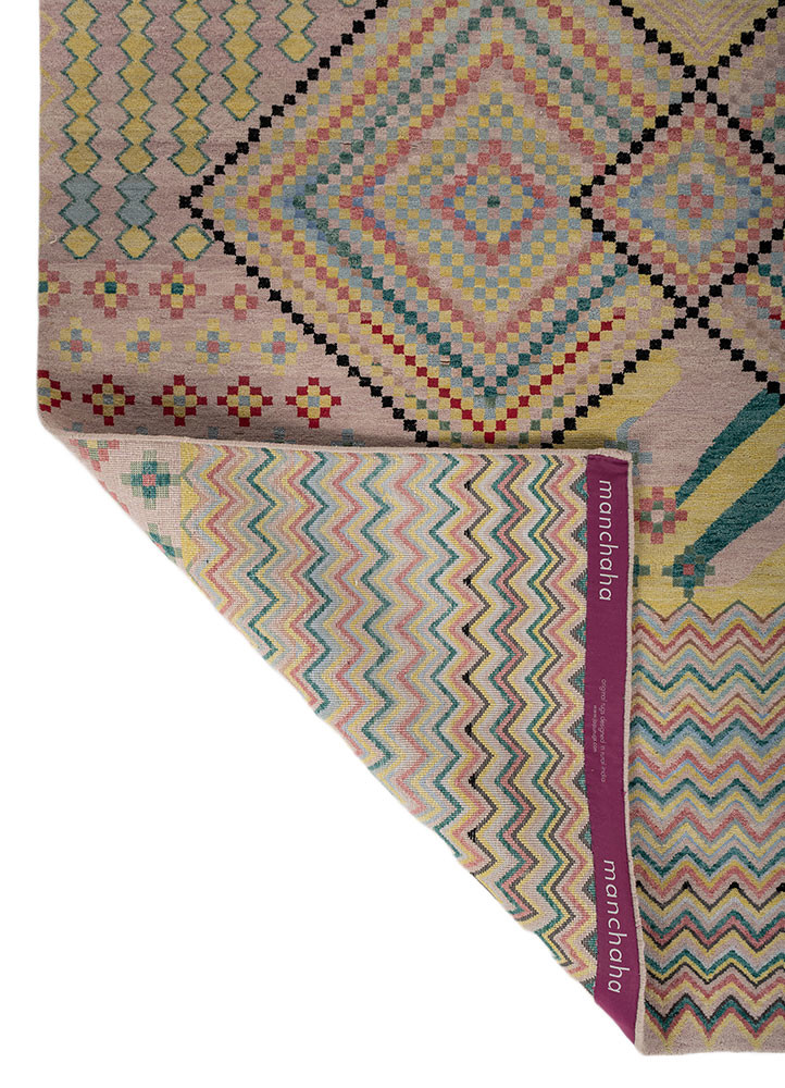 manchaha multi wool and bamboo silk hand knotted Rug - Backing Shot manchaha multi wool and bamboo silk hand knotted Rug - Backing Shot