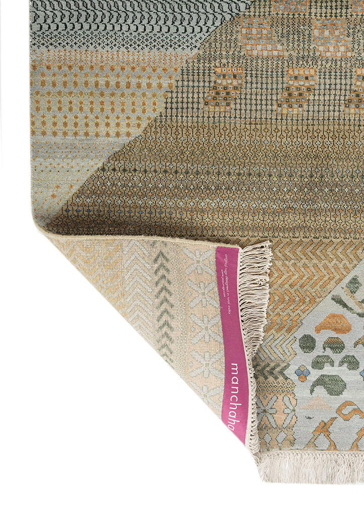 manchaha ivory wool and bamboo silk hand knotted Rug - Backing Shot manchaha ivory wool and bamboo silk hand knotted Rug - Backing Shot