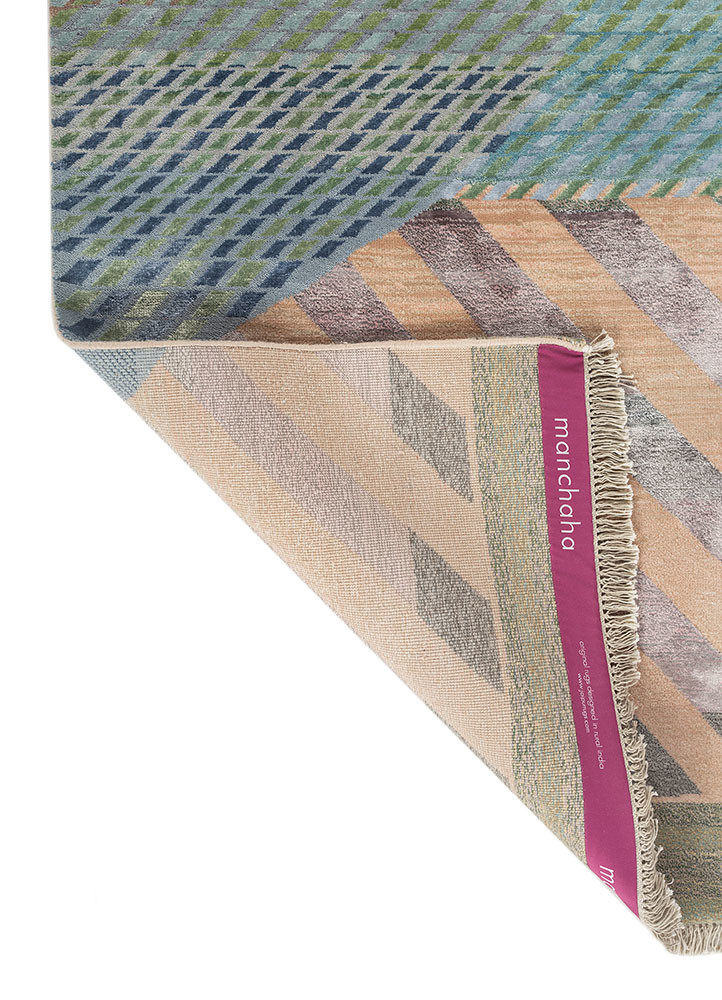 manchaha red and orange wool and bamboo silk hand knotted Rug - Backing Shot manchaha red and orange wool and bamboo silk hand knotted Rug - Backing Shot